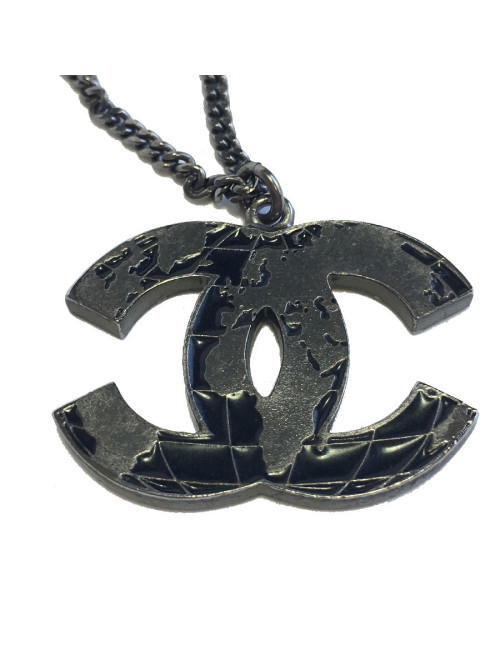 CHANEL CC necklace in ruthenium metal
