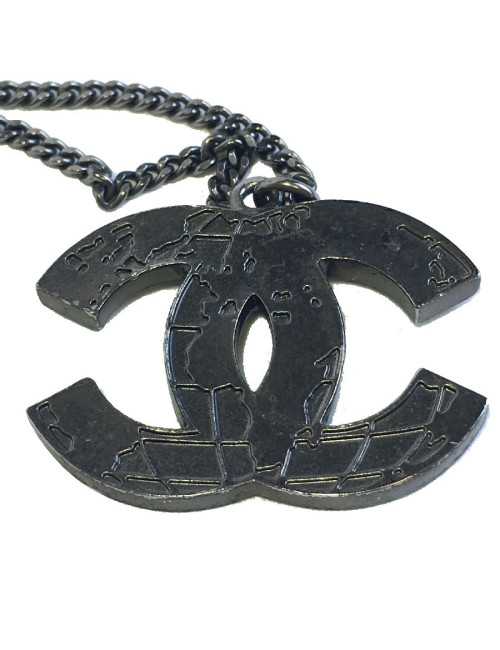 CHANEL CC necklace in ruthenium metal