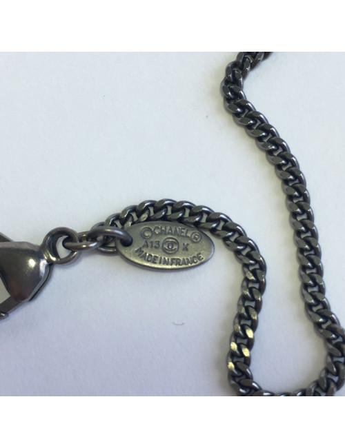 CHANEL CC necklace in ruthenium metal
