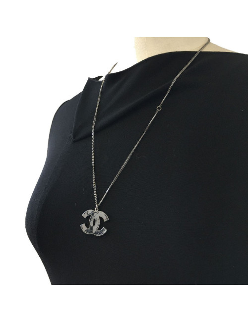CHANEL CC necklace in ruthenium metal