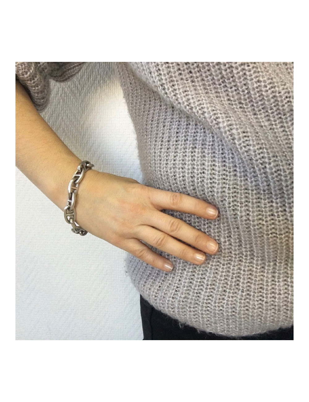 Bracelet chaîne d'ancre HERMES en argent 