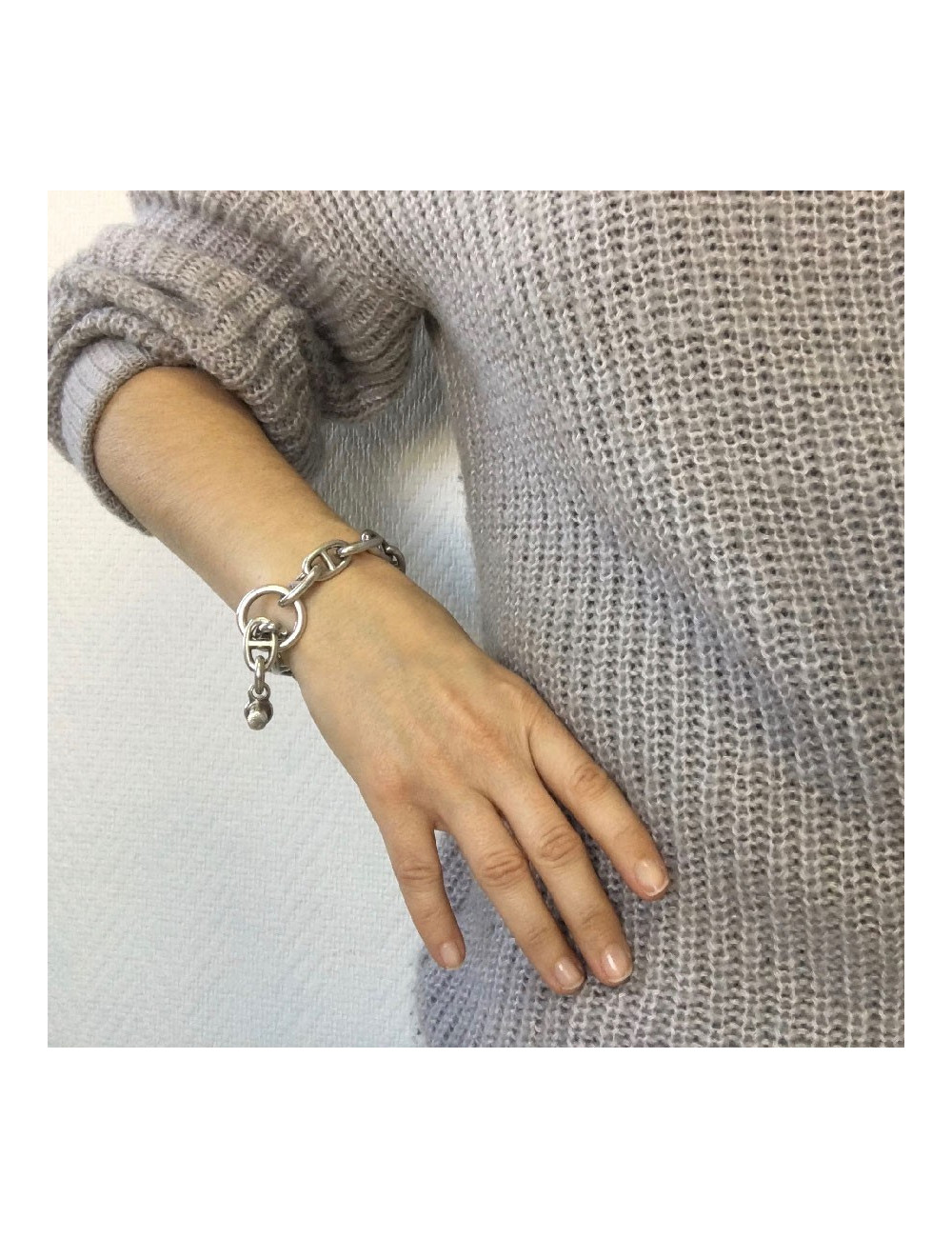 Bracelet chaîne d'ancre HERMES en argent 