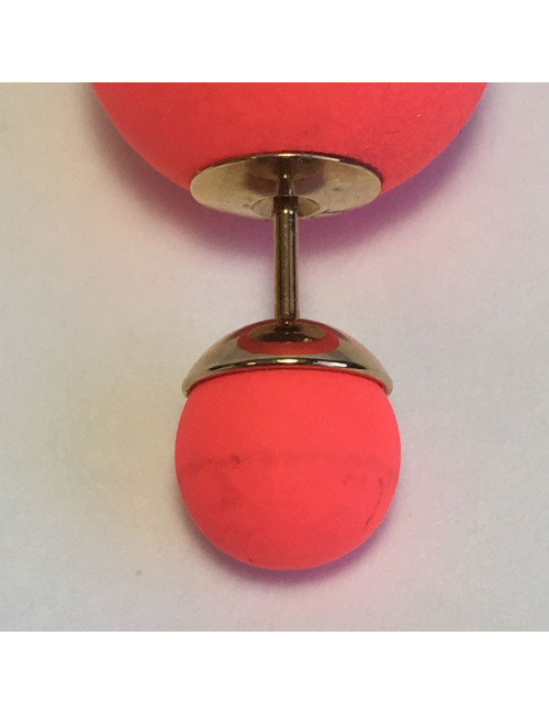 Boucle d'oreille "Tribales"DIOR en gomme rose fluo