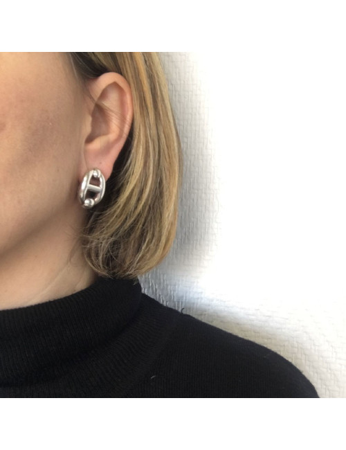 HERMES clip-on earrings in sterling silver