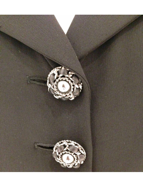 Robe manteau T 42 CHANEL en soie noire