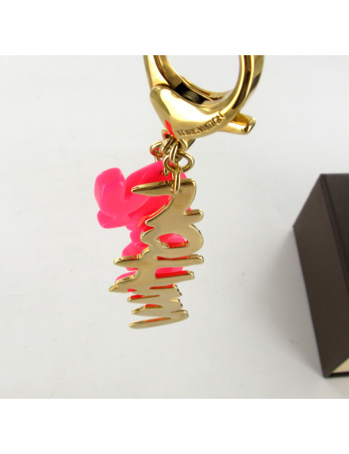 PORTE-CLEFS rose fluo et doré LOUIS VUITTON