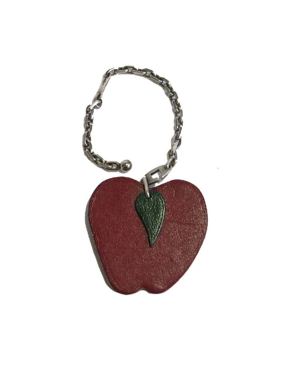 Porte-clefs HERMES pomme en cuir rouge H