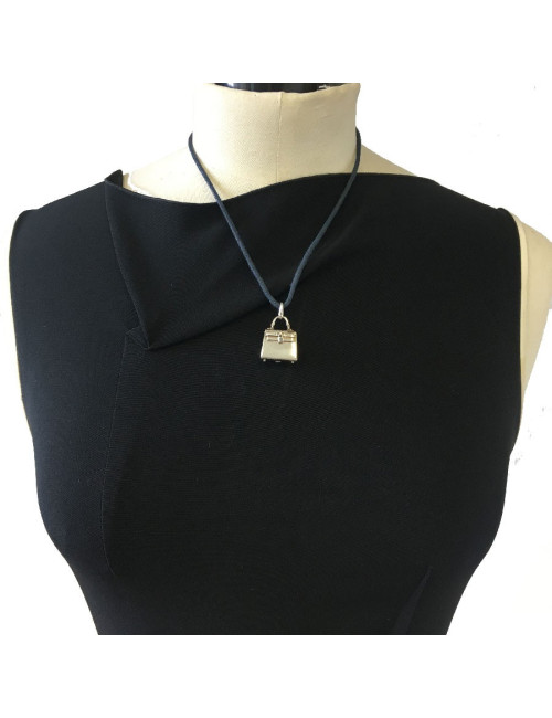 Collier cordon avec sac Kelly en argent