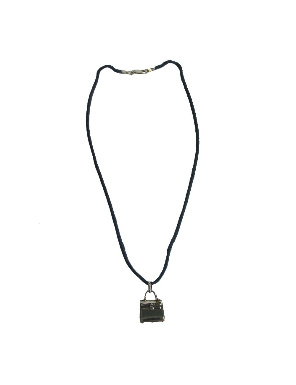 HERMES  'Kelly bag' amulet pendant in sterling silver