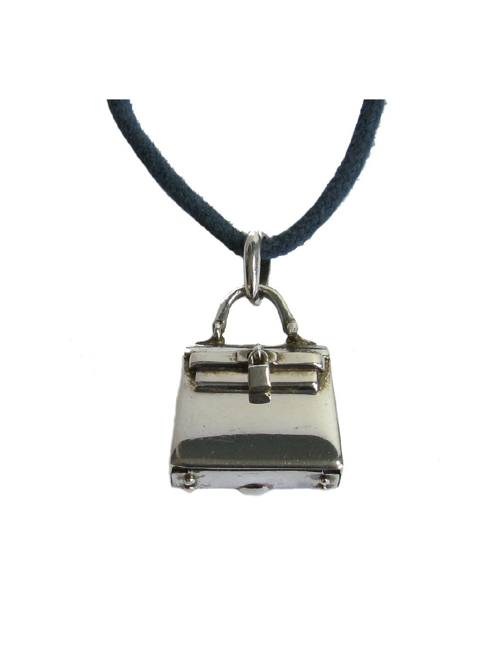 HERMES  'Kelly bag' amulet pendant in sterling silver