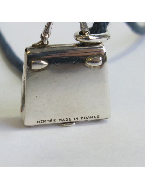 HERMES  'Kelly bag' amulet pendant in sterling silver