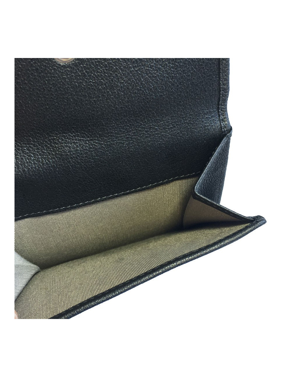 Portefeuille compact CHANEL en cuir grainé gris