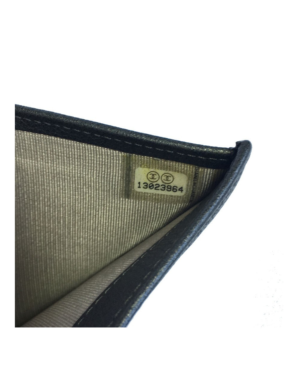 Porte monnaie CHANEL cuir grainé gris