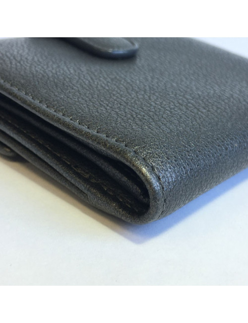 Porte monnaie CHANEL cuir grainé gris