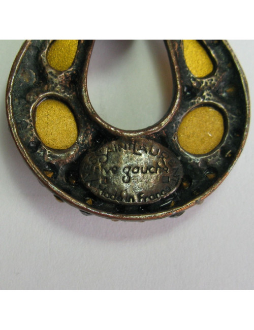  YSL YVES SAINT LAURENT Vintage clip-on earrings in bronze metal, rhinestones and resin