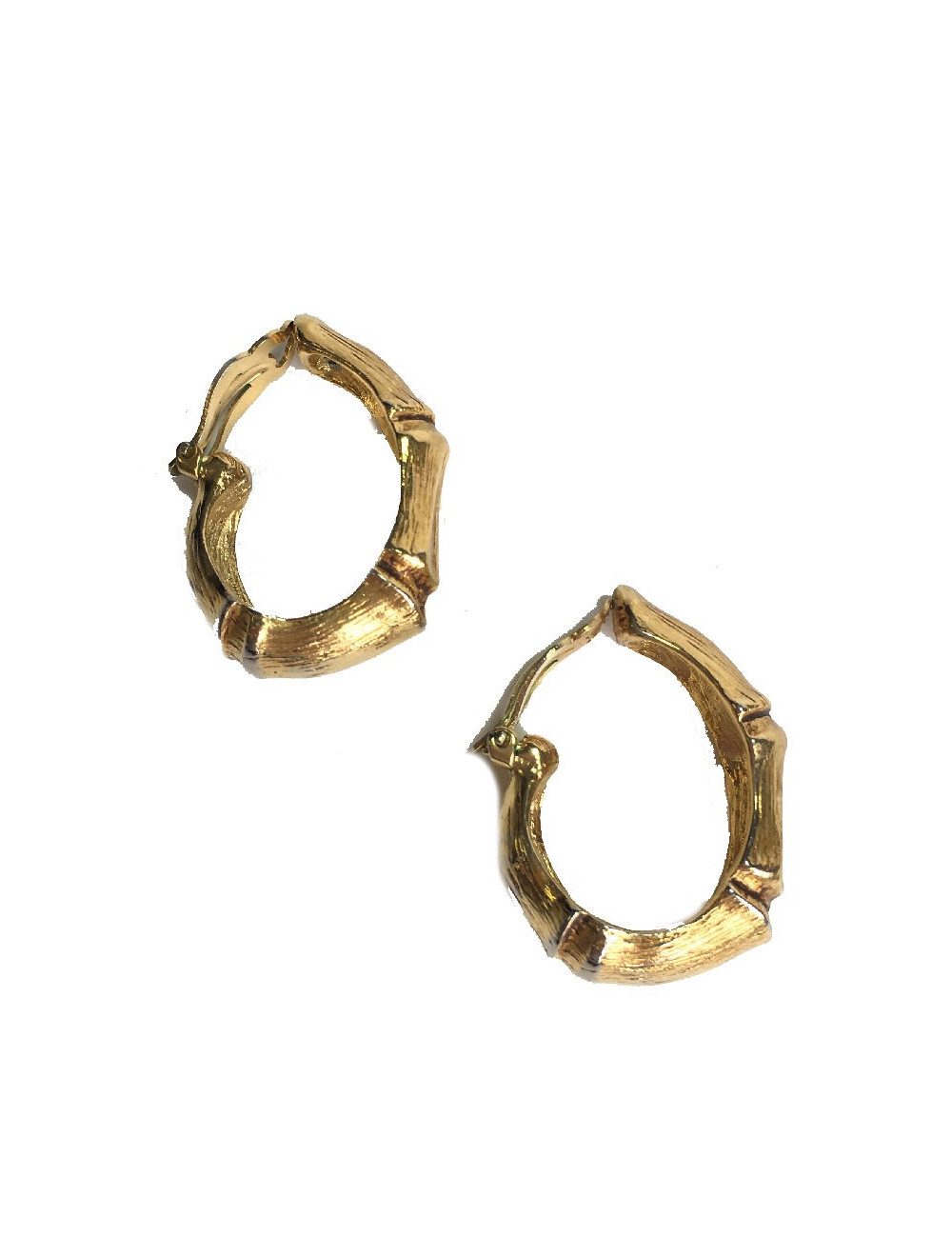 Boucles d'oreille clips YSL YVES SAINT LAURENT créoles bambou dorés