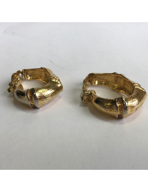 Boucles d'oreille clips YSL YVES SAINT LAURENT créoles bambou dorés