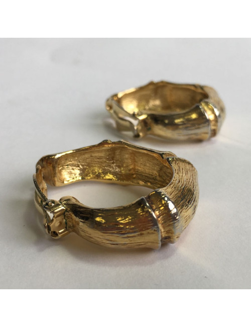 Boucles d'oreille clips YSL YVES SAINT LAURENT créoles bambou dorés