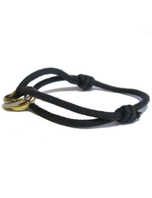 Bracelet CARTIER 'Trinity' cordon et anneaux 3 ors