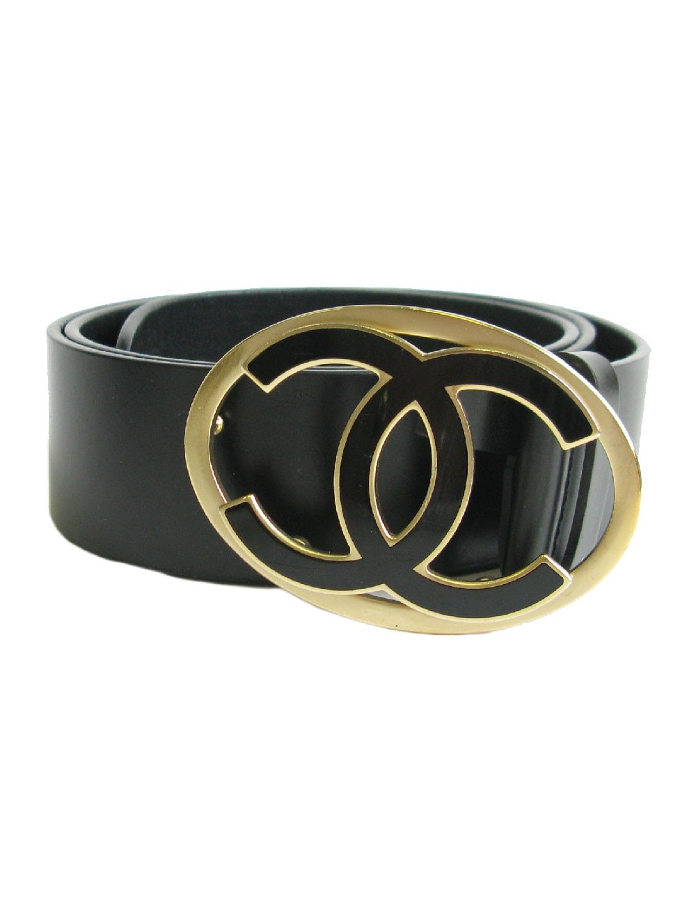 Ceinture CHANEL T 85 en cuir noir