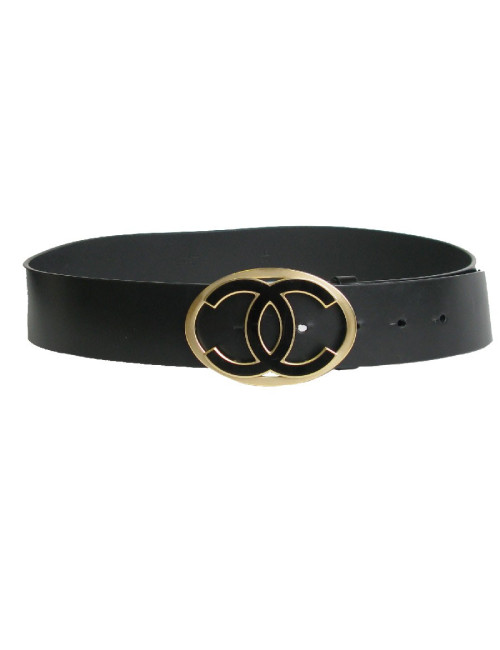 Ceinture CHANEL T 85 en cuir noir