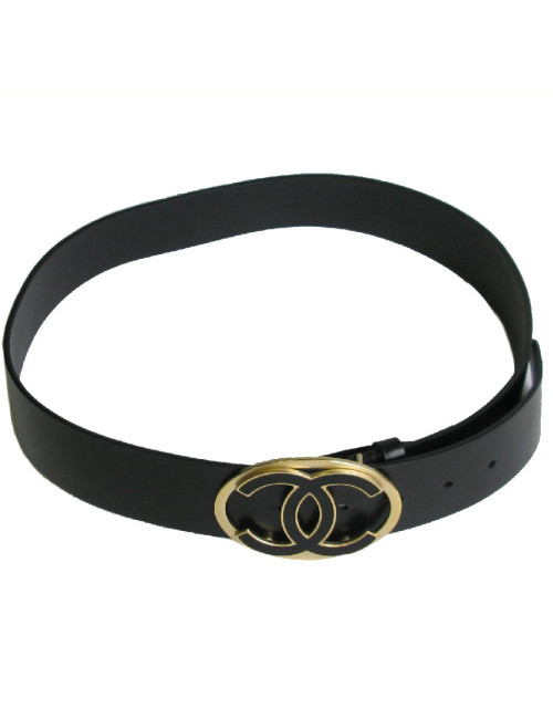 Ceinture CHANEL T 85 en cuir noir