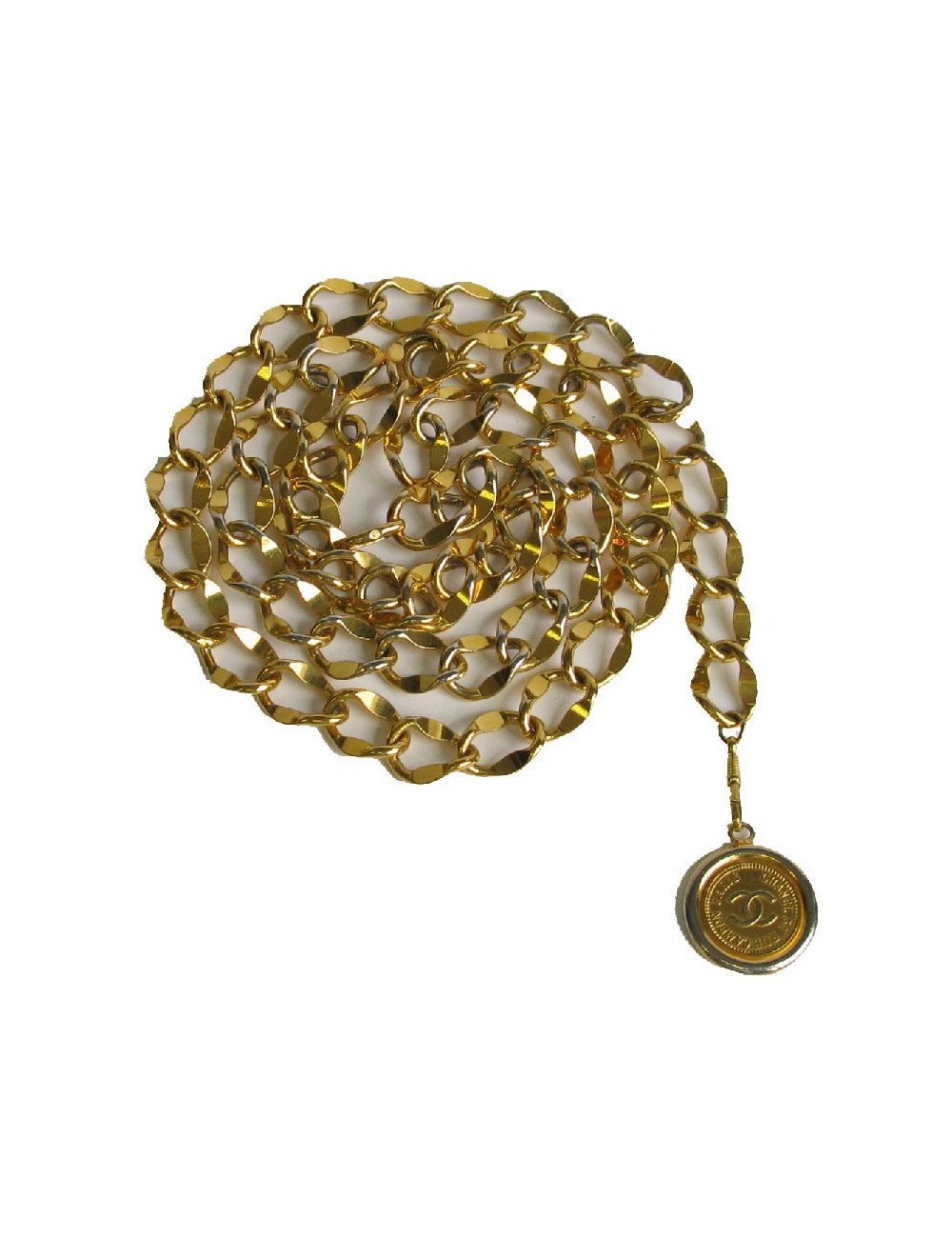 Ceinture CHANEL chaine à grosse maille dorée Vintage