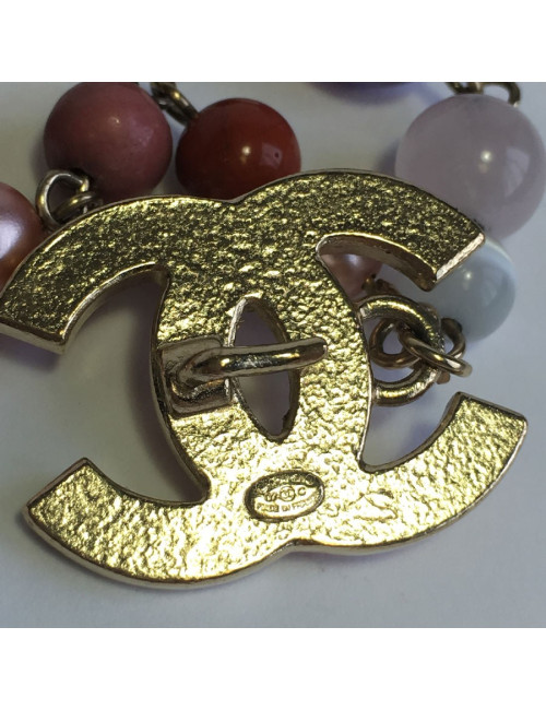 Ceinture-sautoir CHANEL en perles multicolores et CC