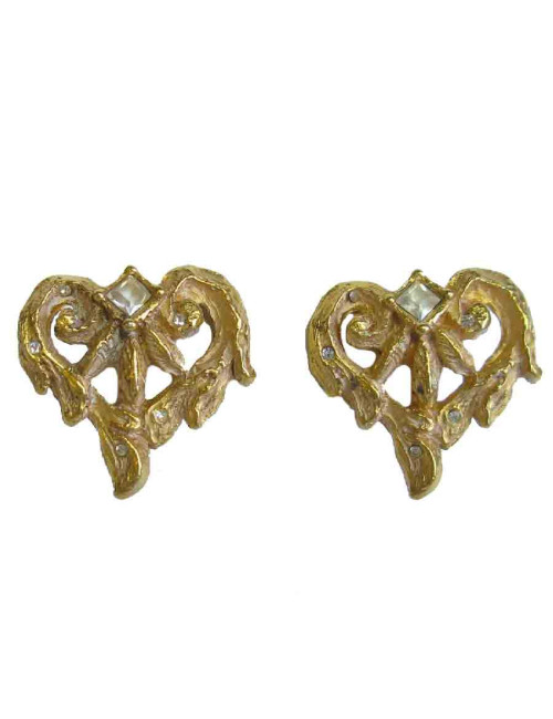 Boucles d'oreille clips CHRISTIAN LACROIX Vintage en métal doré