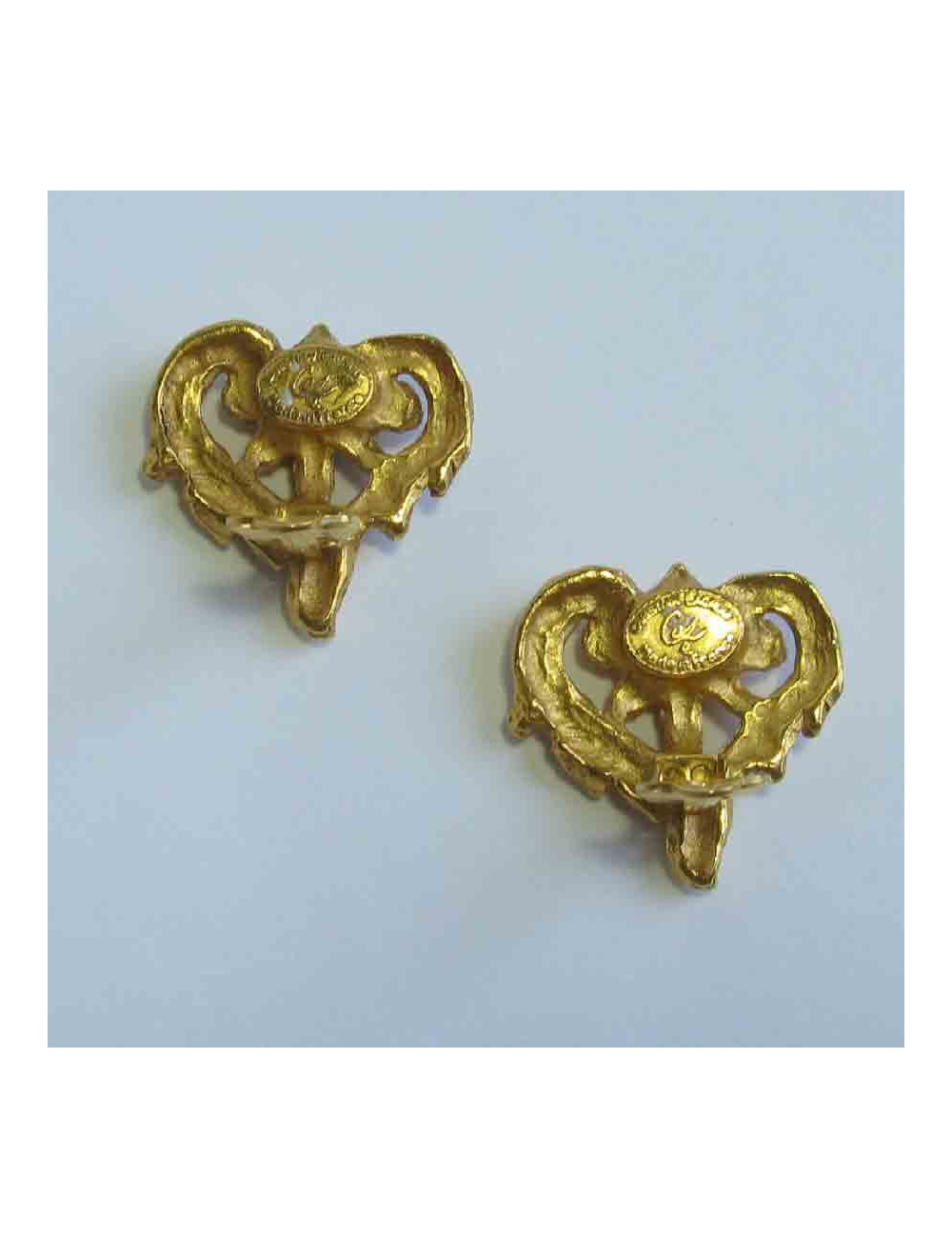 Boucles d'oreille clips CHRISTIAN LACROIX Vintage en métal doré