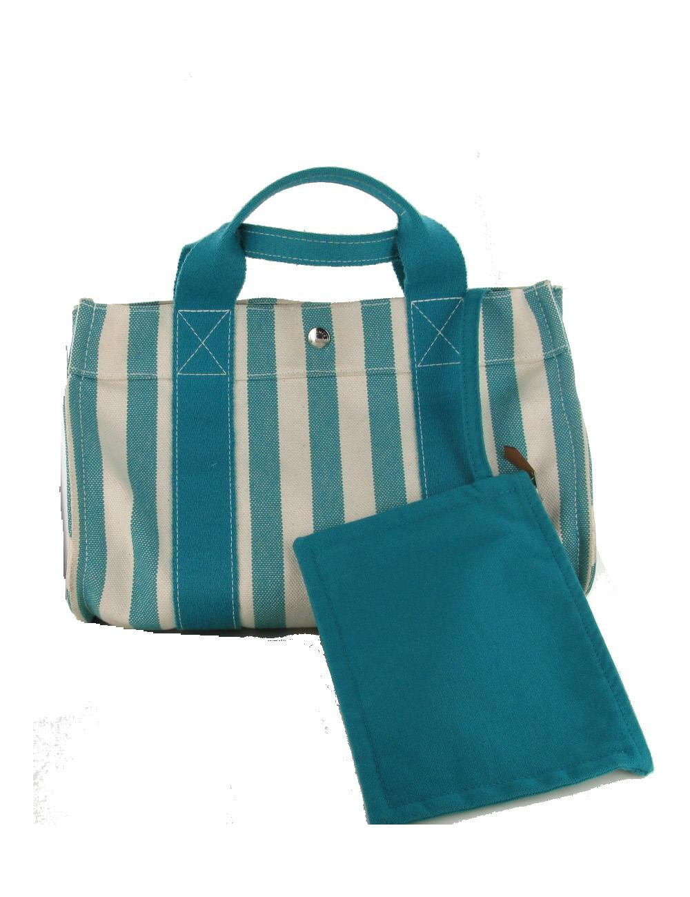 Sac HERMES à rayures bicolores