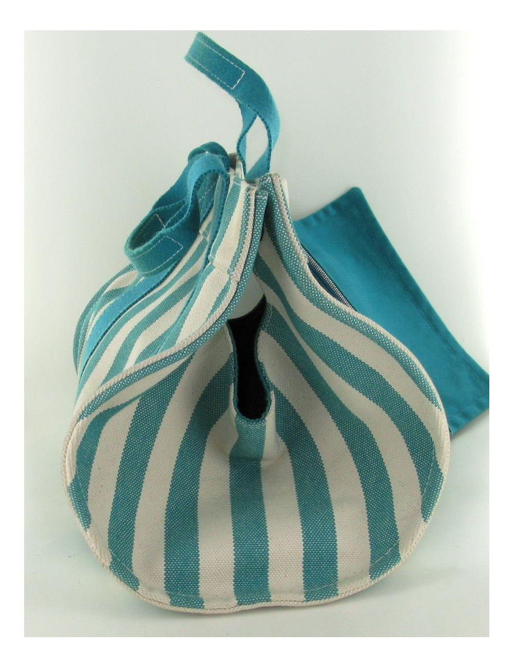 Sac HERMES à rayures bicolores