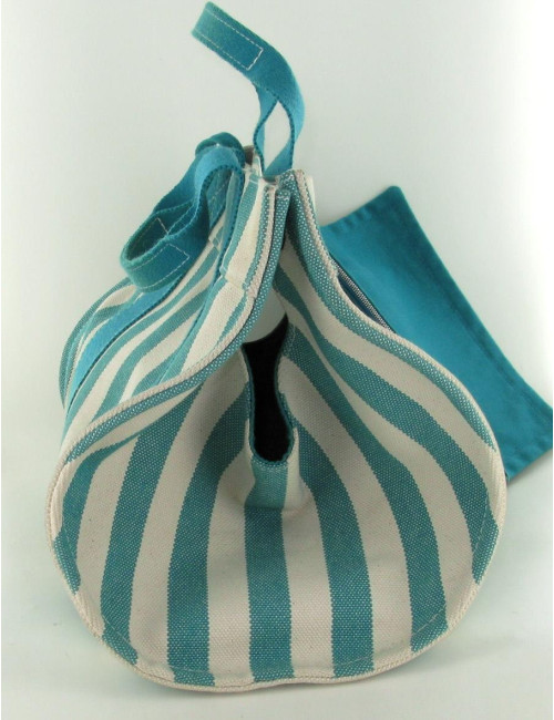 Sac HERMES à rayures bicolores