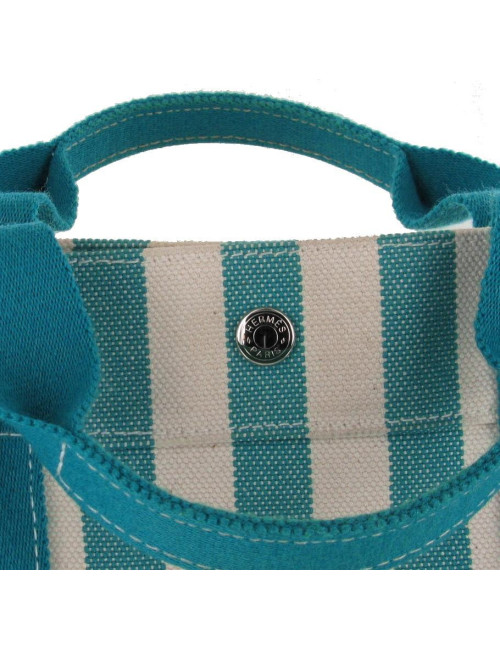 Sac HERMES à rayures bicolores