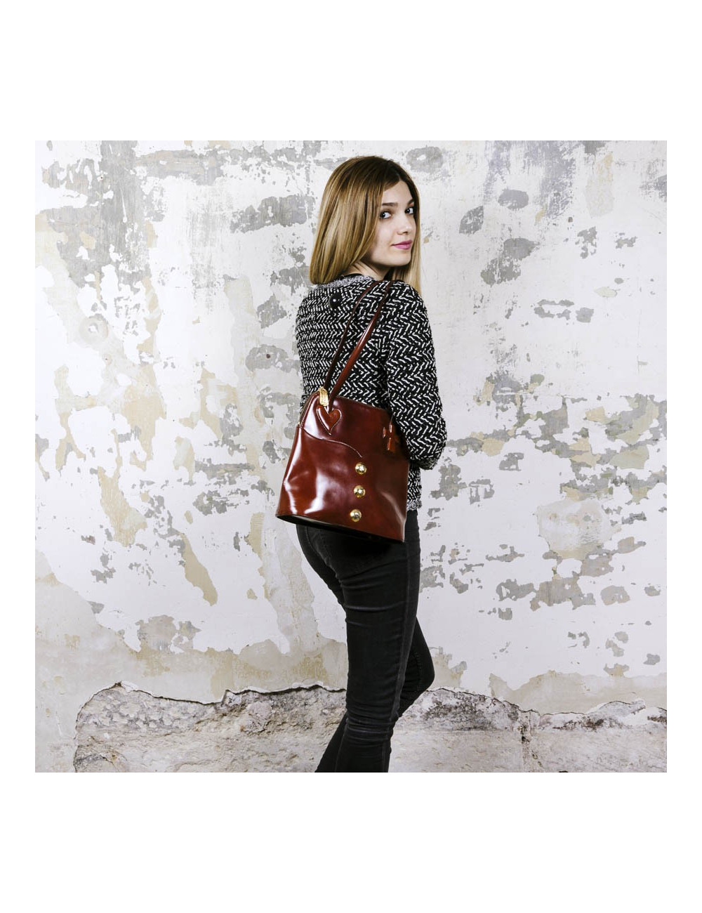 CHRISTIAN LACROIX vintage bag in smooth tawny leather