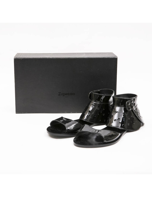  KARL LAGERFELD pour REPETTO sandals in black patent leather size 40FR