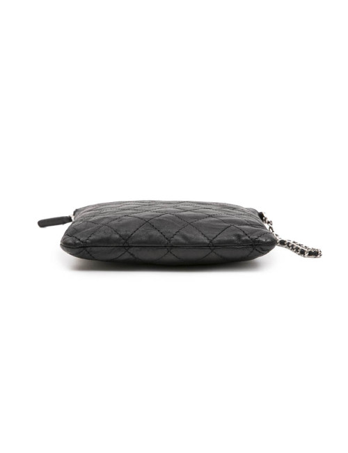 CHANEL Ipad case in black smooth quilted leather