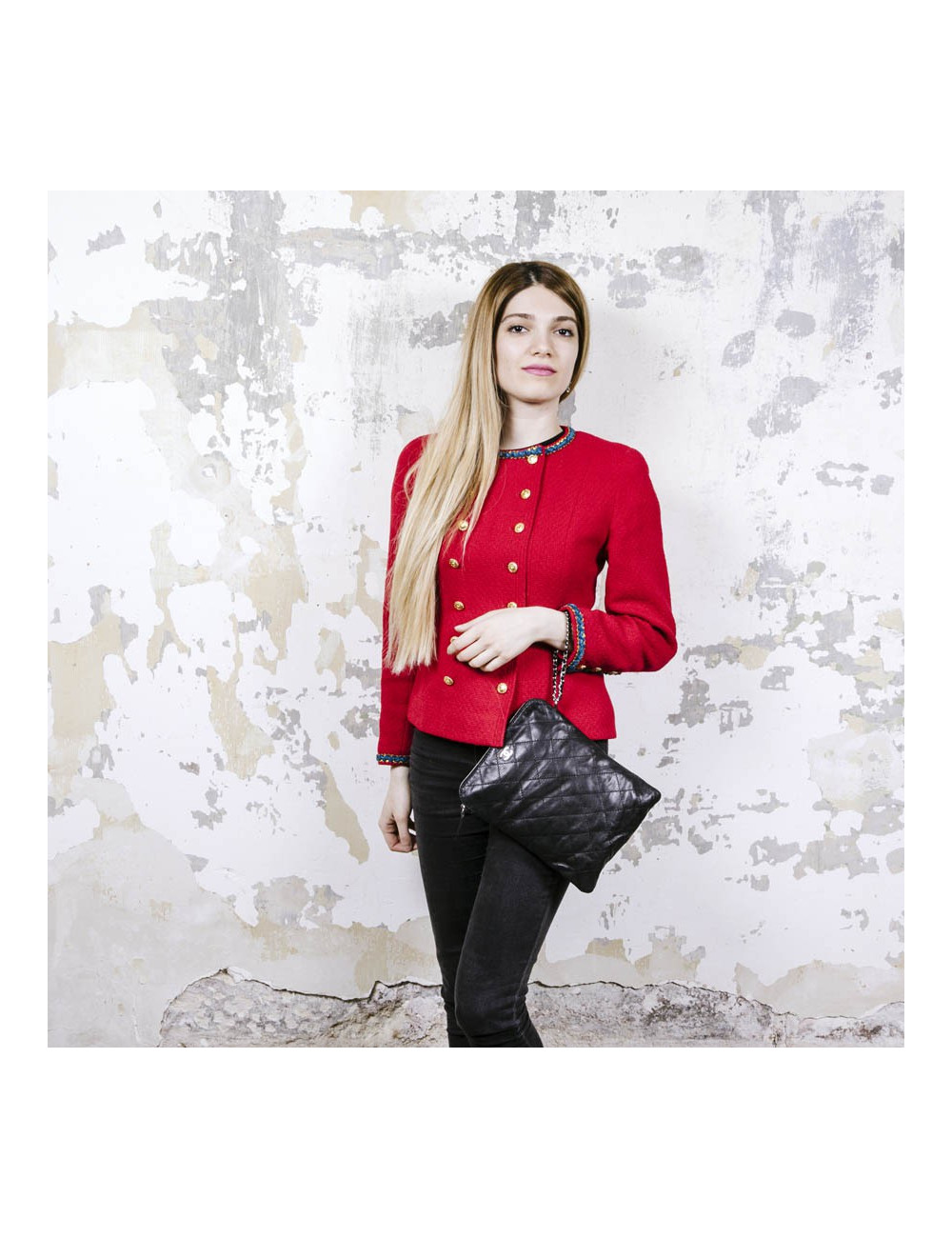 Etui pour Ipad CHANEL en cuir d'agneau lisse matelassé noir