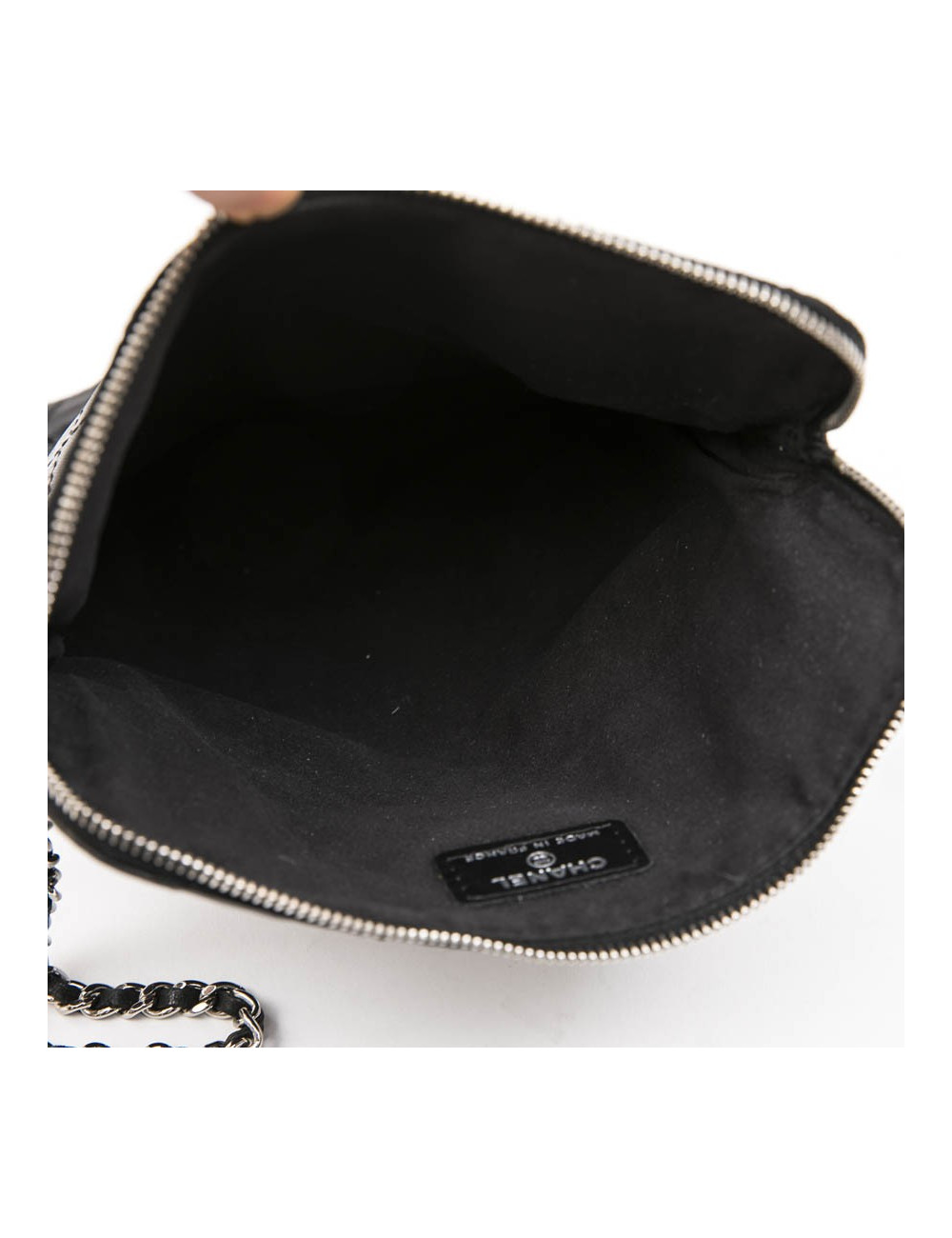 CHANEL Ipad case in black smooth quilted leather