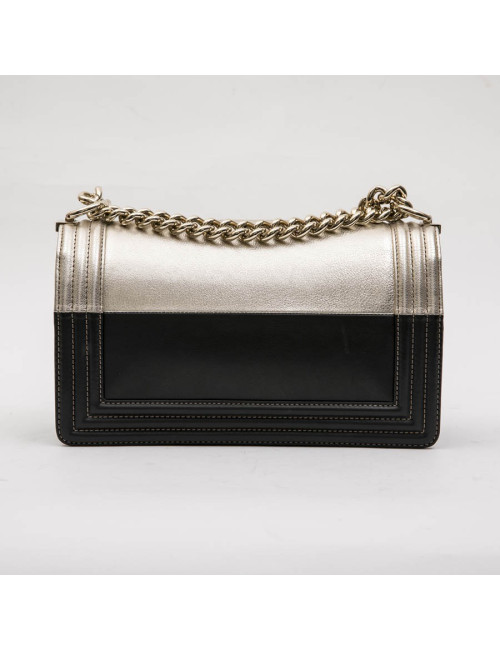 Sac " Boy" CHANEL bicolore noir et argent
