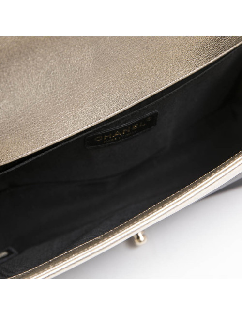 CHANEL Boy bag in black and pale gold smooth lamb leather