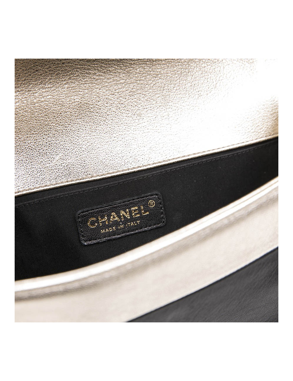 Sac " Boy" CHANEL bicolore noir et argent