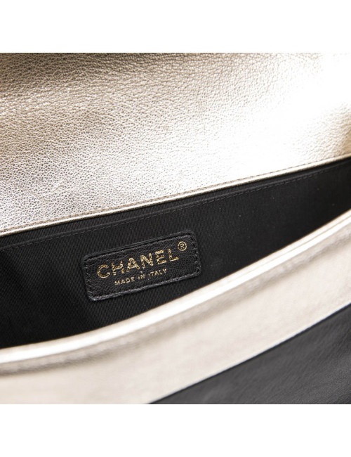 CHANEL Boy bag in black and pale gold smooth lamb leather