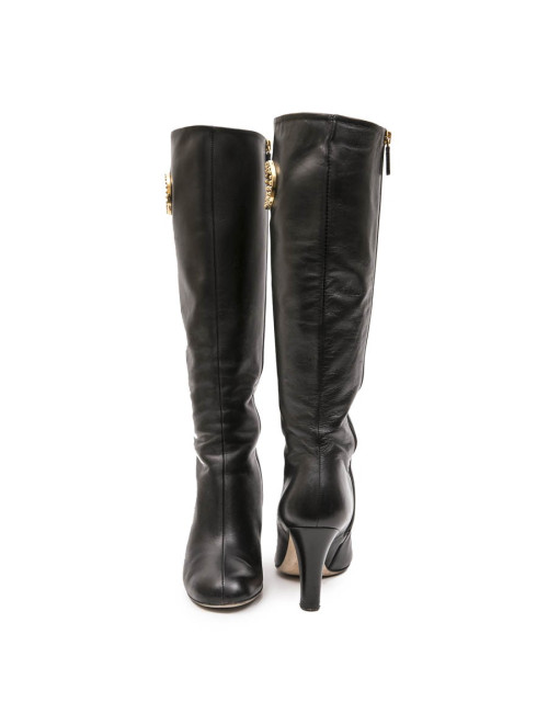 Bottes GUCCI T 36.5 cuir d'agneau souple noir