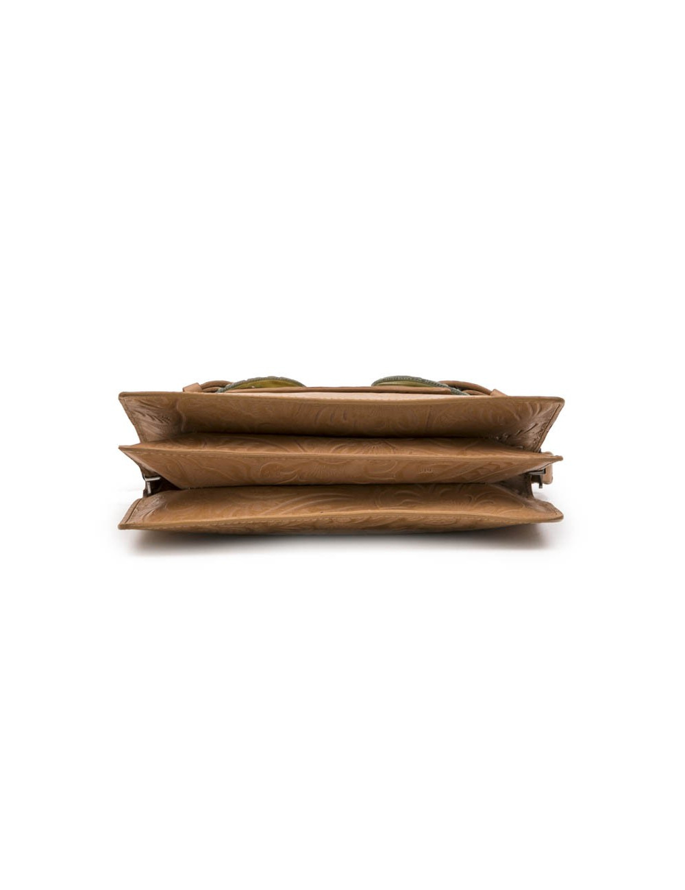 Sac FENDI cuir embossé gold et boucles en corne vert céladon