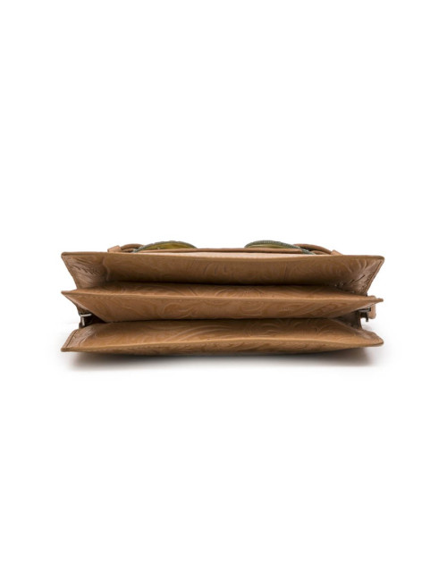 Sac FENDI cuir embossé gold et boucles en corne vert céladon