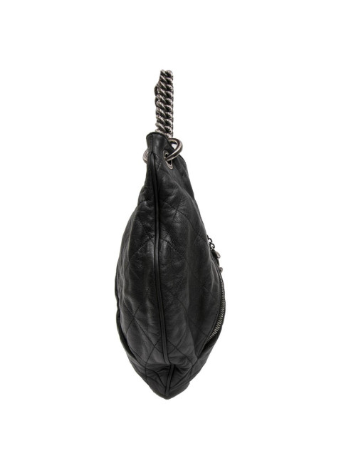 Sac besace CHANEL cuir matelassé gris foncé 