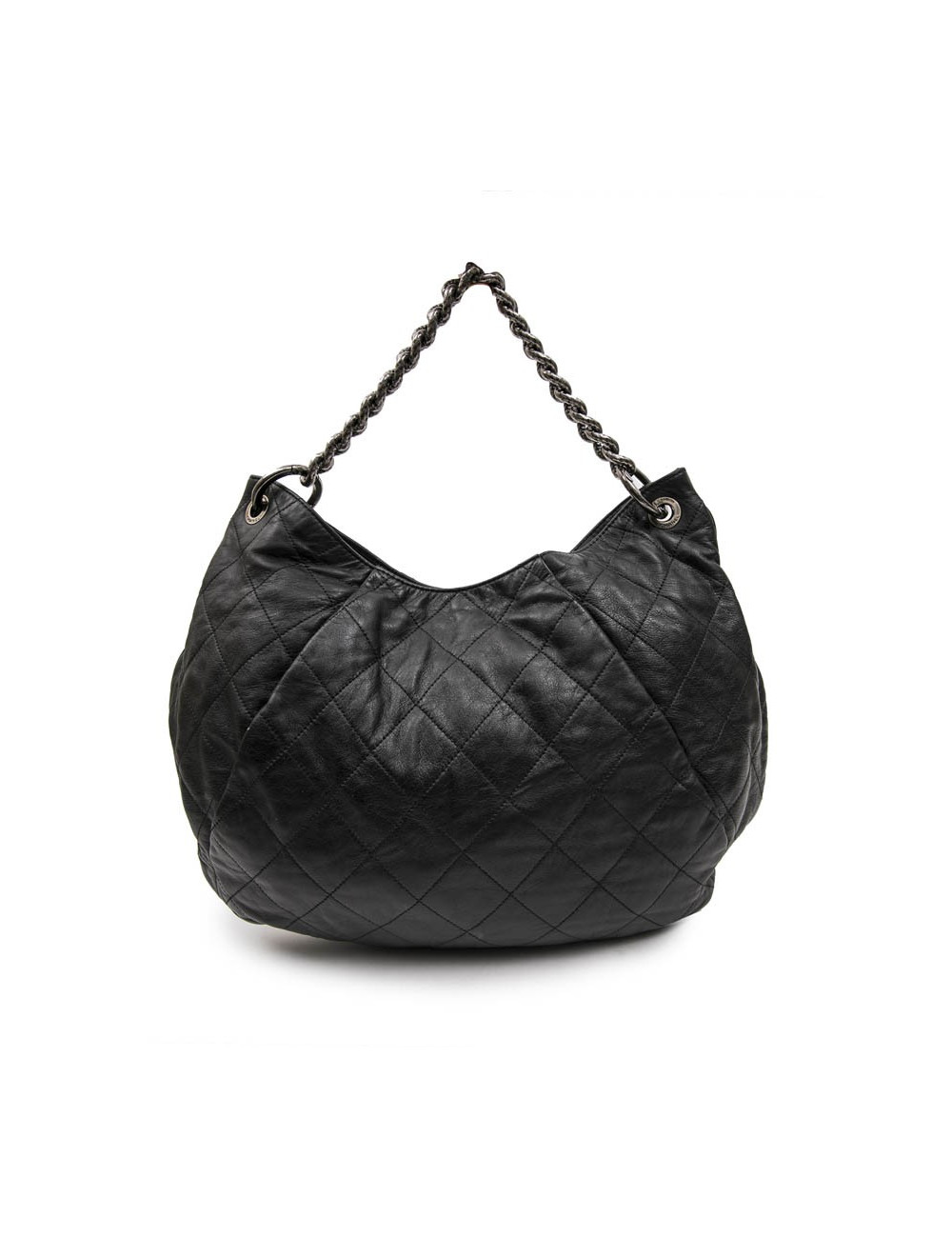 Sac besace CHANEL cuir matelassé gris foncé 
