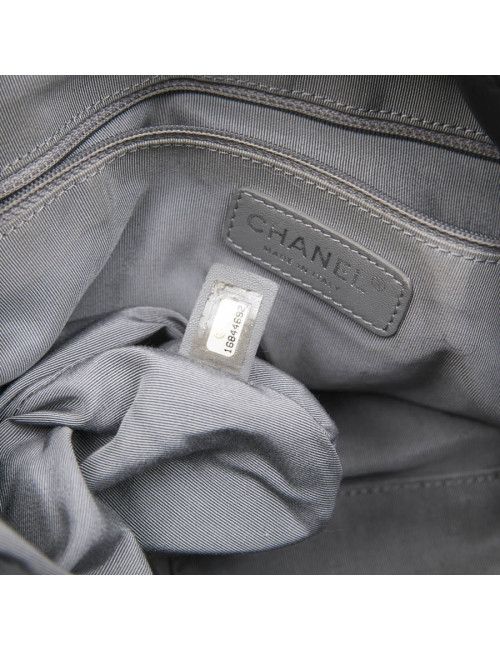 CHANEL messenger bag in aged soft gray quilted lambskin leather