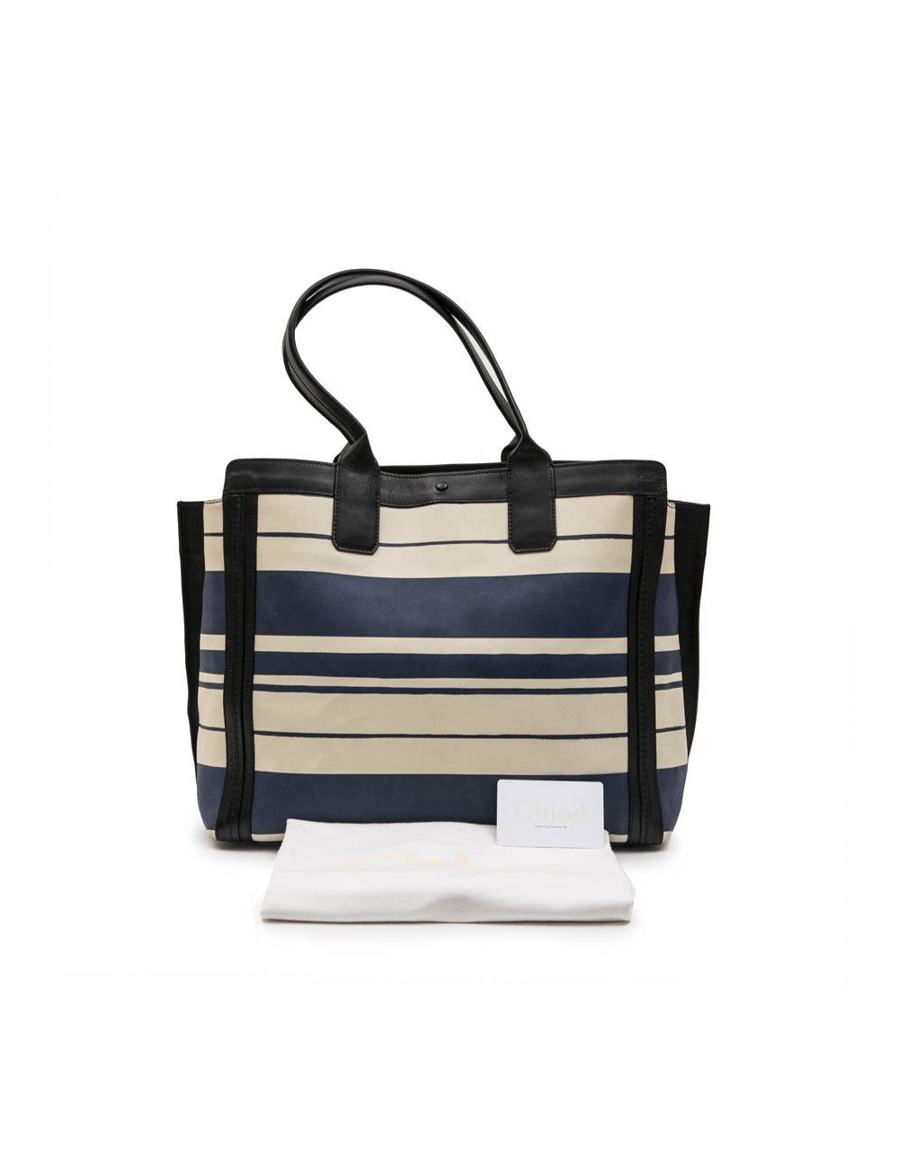 Sac CHLOE en cuir rayé beige et bleu